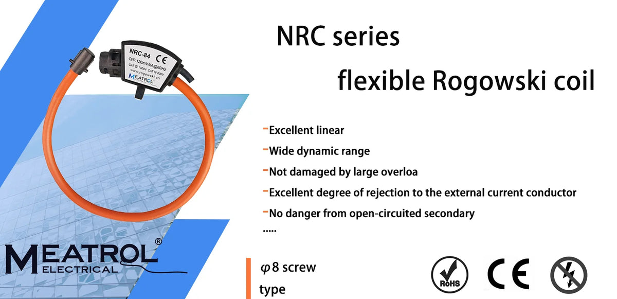 MEATROL NRC High Accuracy 0.5% High Accuracy Flexible Rogowski Coil Current Transformer AC Rogowski Sensor 100A