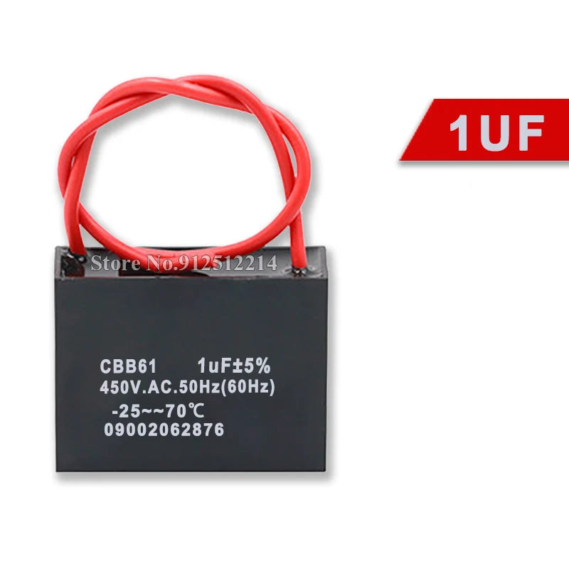 1PCS CBB61 450V Start Capacitor 0.8 1 1.5 1.8 2 2.5 3 4 5 6 7 8 10 12 15 18 20UF Fan Ceiling Exhaust Motor Run Capacitor CBB