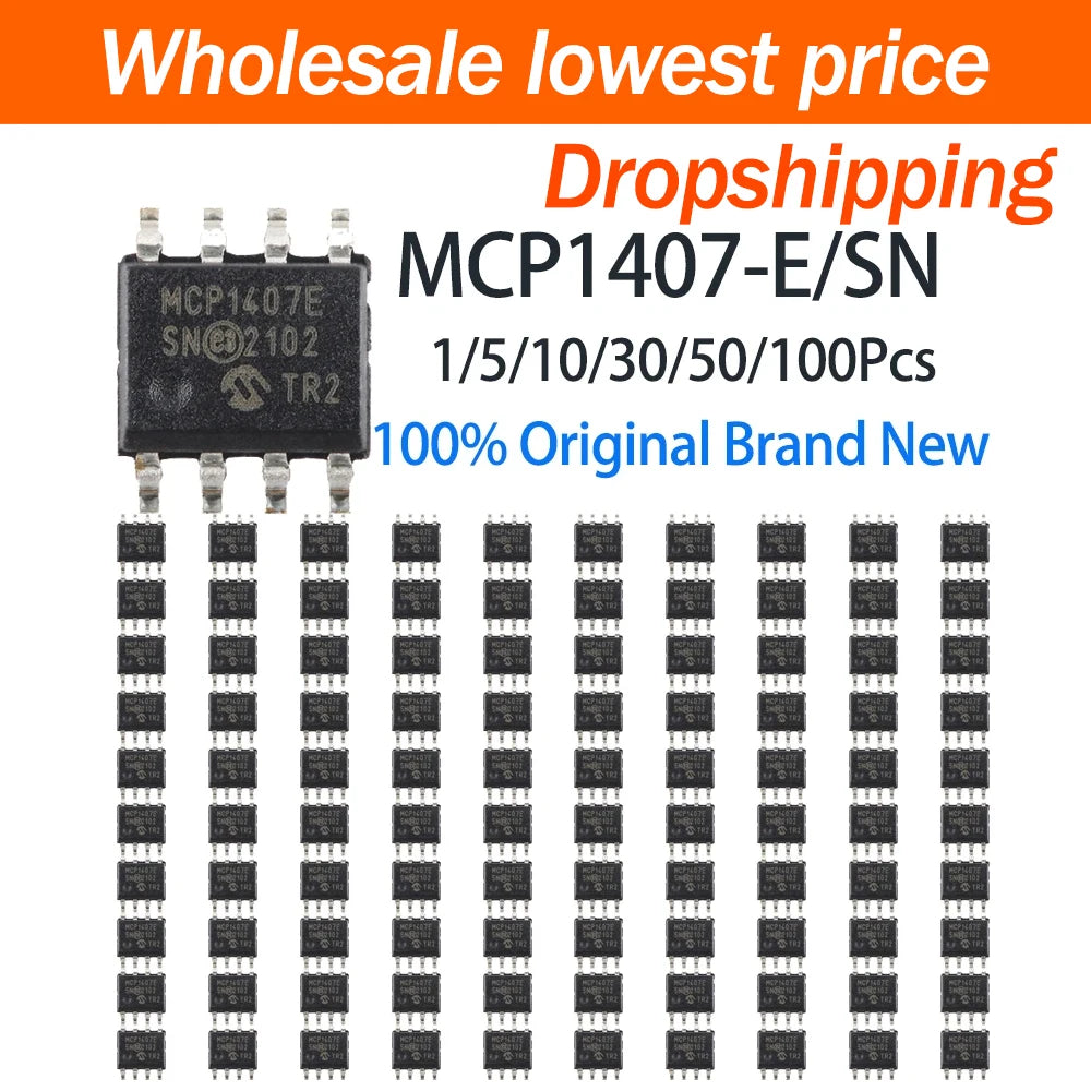 1~100Pcs MCP1407-E/SN SOP8 Surface Mount 6A High Speed Power MOSFET Driver Integrated Circuit Chip For Power Control Board