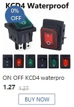 KCD4-203 Heavy Duty 16A 250VAC 30x22 Waterproof Rocker Switch 6pin DPDT ON OFF ON 12V 220V Red Green LED Light Rocker Switch