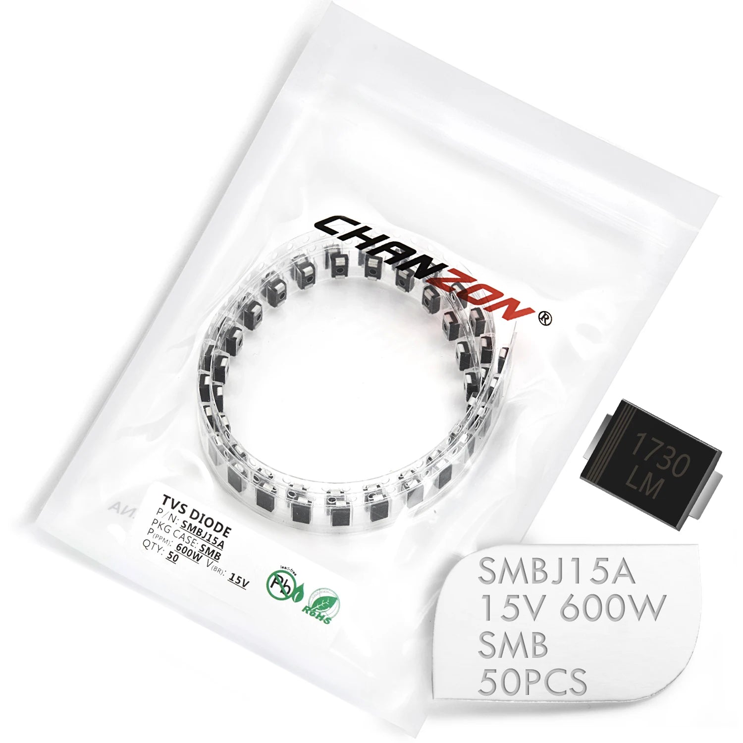 4 Values SMD TVS Diode SMAJ5.0A SMBJ5.0A SMBJ15A SMBJ18CA SMA SMB Unidirectional Channel Transient Voltage Suppessor Diodes