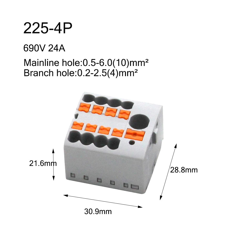 Fixed Modular Wire Connectors Compact Splicing Lighting Push-in Multi Link Terminal Block 1 in Multiple Out 225 Series 1