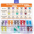 120 Micro Fuses, Thin Micro Fuse Kit, Car/RV/Truck/Motor Micro Fuse Combination Kit (2Amp -40A) +1 Car Fuse Puller