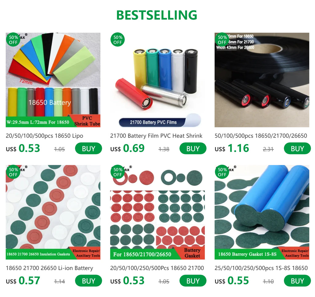 21700 Battery Film PVC Heat Shrink Tube 78x36mm Precut Shrinkable Sleeve Tubing Protect Pipe Cover for Batteries Wrap
