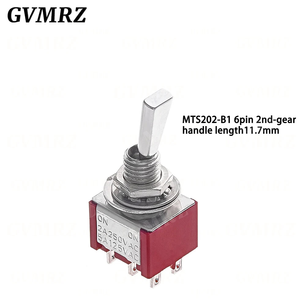 2PCS Flat Handle 6mm Panel Mount Mini Toggle Switch 3/6Pin 2/3 Positions ON OFF ON Locking Momentary RC Model Remote Controlller