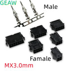 10Set Molex 3.0mm Plug-in Male Female Housing Terminals Connector 2*1/2/3/4/5/6/7/8/9/10/11/12P MX3.0mm Double Row Connector