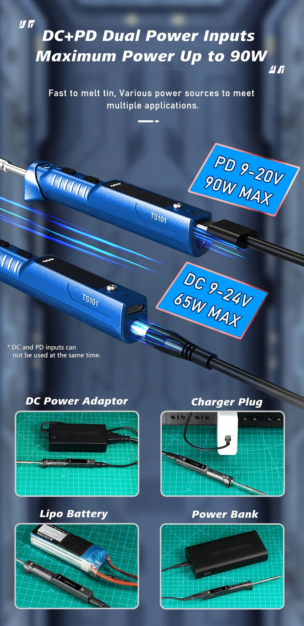 Original TS101 Soldering Iron 90W Mini Thermostat LCD Displays TS100 TS 101 Soldering Iron with PD Plug Tip Set Miniware