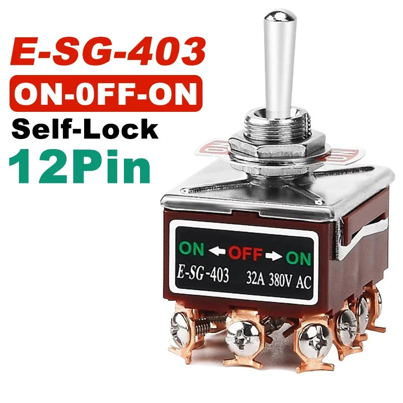 High Current Toggle Switch 2/3/4/6/8/9/12Pin Self Reset/Self-locking Switch Copper Pin 32A 250VAC Push Button Switch