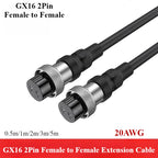 GX16 2/3/4 Pin Aviation Plug Male Female Wire Connector Extension Cable GX16 2/3/4 Core Ribbon Aviation Plug Power Cord Adapter