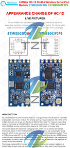 TZT 1/3PCS 433Mhz HC-12 SI4463/4438 Wireless Serial Port Module 1000m Replace Bluetooth NEW