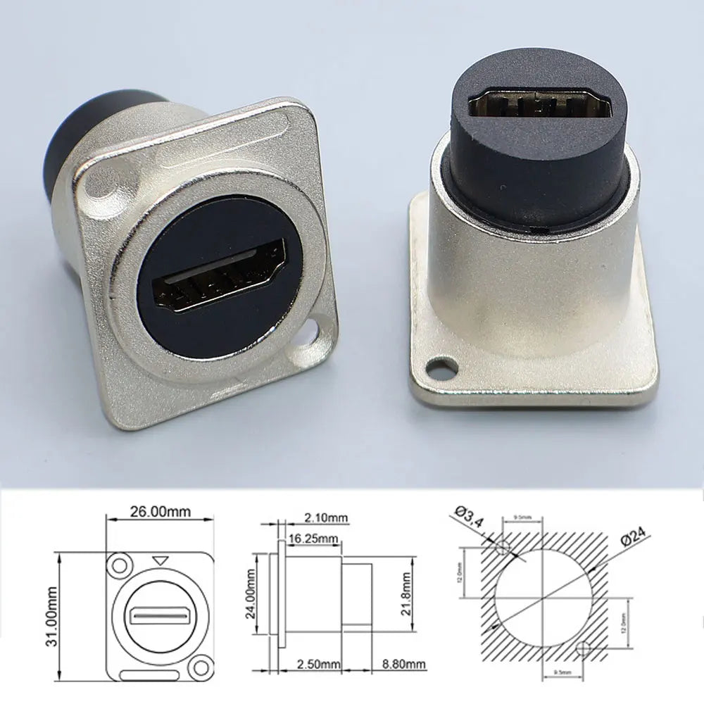 YanXI 1pc Round Socket Module D Type RJ45 Straight Through Network Type-C USB2.0 USB3.0 Connector Panel Mounting HDMI-Jack CAT6