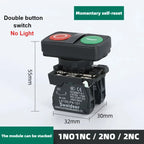 XB4 Double Button Switch with Light 22mm Emergency Stop Button Switch Momentary Self Reset Mushroom Power Push Button Switch 10A