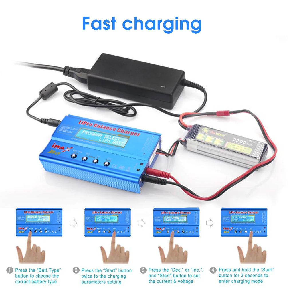 IMAX B6 80W Multi-function Charger For Lipo Li-ion LiFe NiMh Ni-Cd PB Battery RC Balance Discharger 15V 6A Adapter Optional