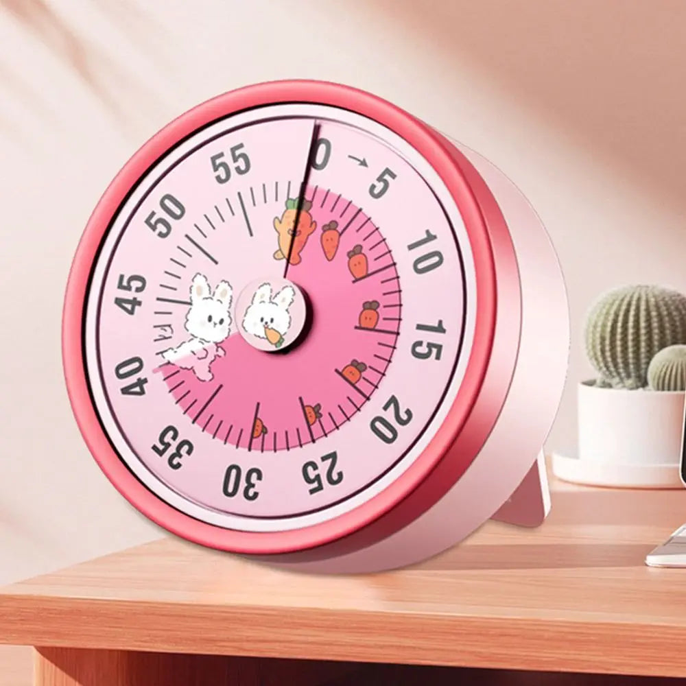 Cute 60-Minute Visual Timer with Stand Stopwatch Alarm Clock Mechanical Timer Visualization Magnet Countdown Clock Kids Study