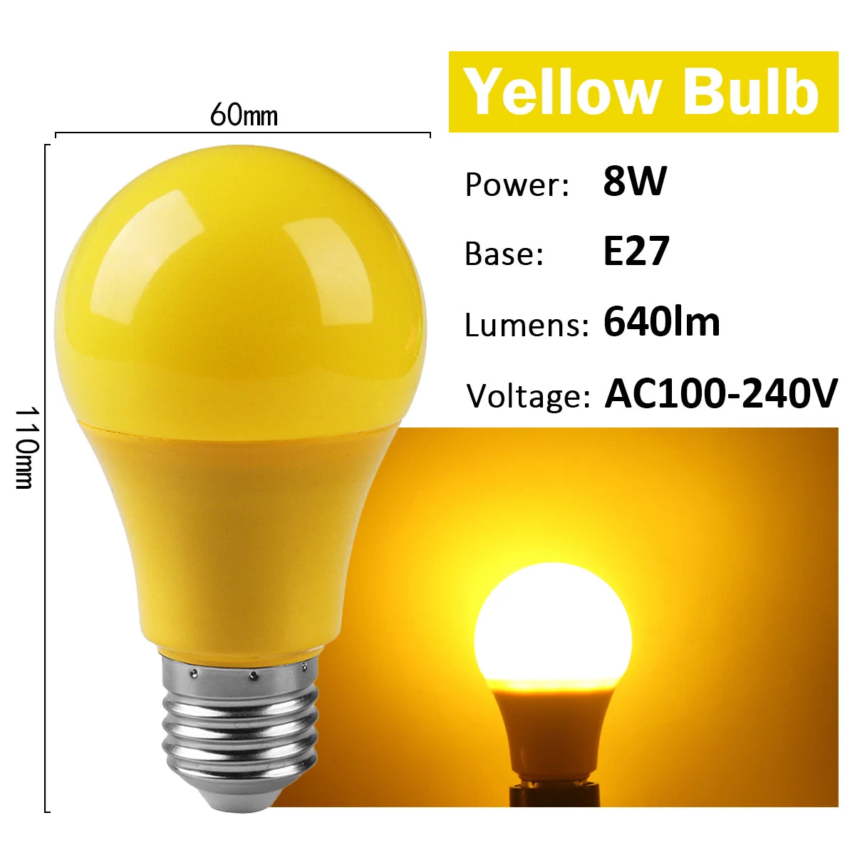 2-10pcs Colorful Bulb B22 E27 110V 220V Red Yellow Blue Green Pink Purple Orange Light Bulb Lamp for Home