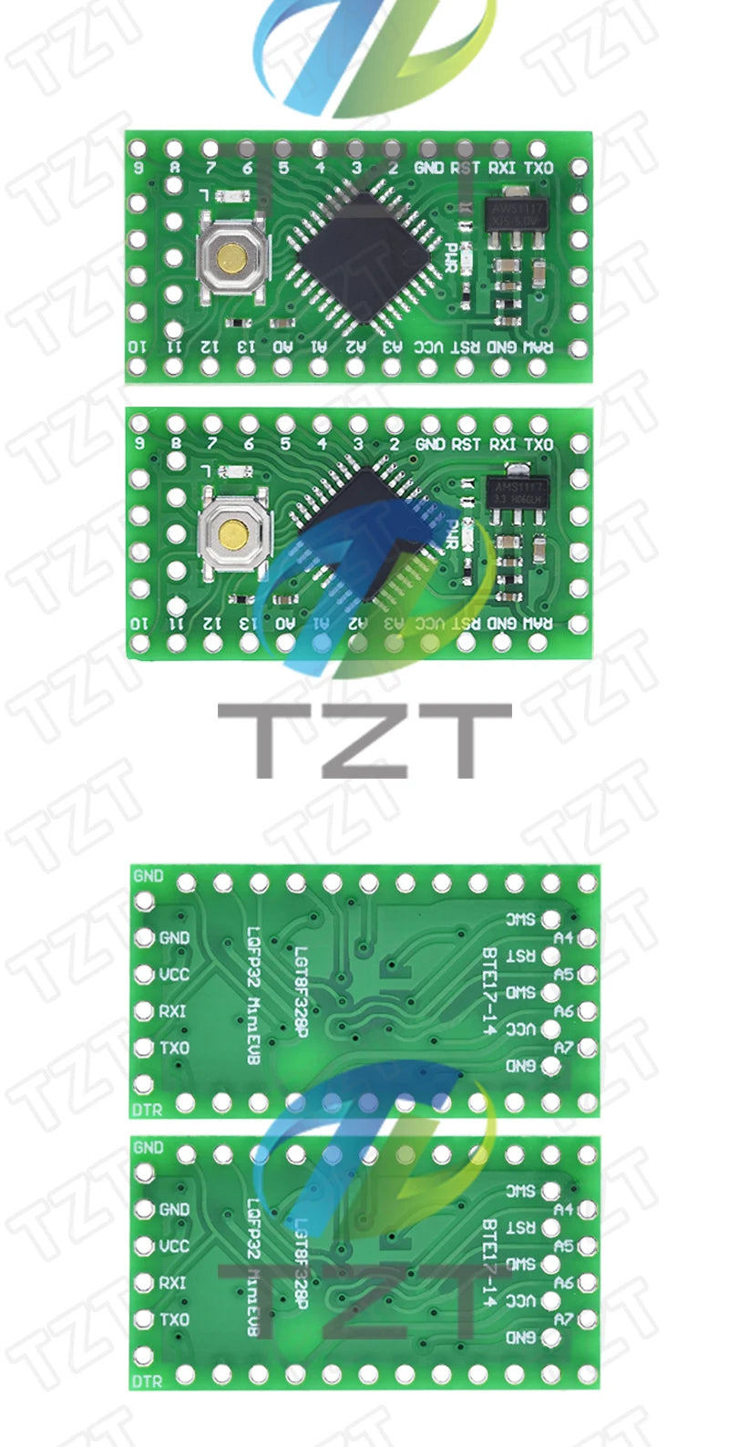 TZT LGT8F328P LQFP32 MiniEVB 3.3V / 5V Replaces Pro Mini ATMEGA328P Fully Compatible For Arduino USE HT42B534-1 Driver