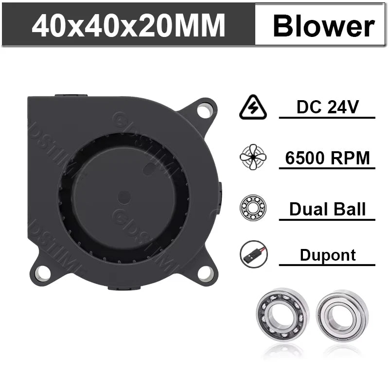 Gdstime Brushless Turbo Fan 24V Dual Ball 30mm 40mm 50mm For 3D Printer Fan DC Blower Cooling Fan 3010 4010 4020 5015 Clooer