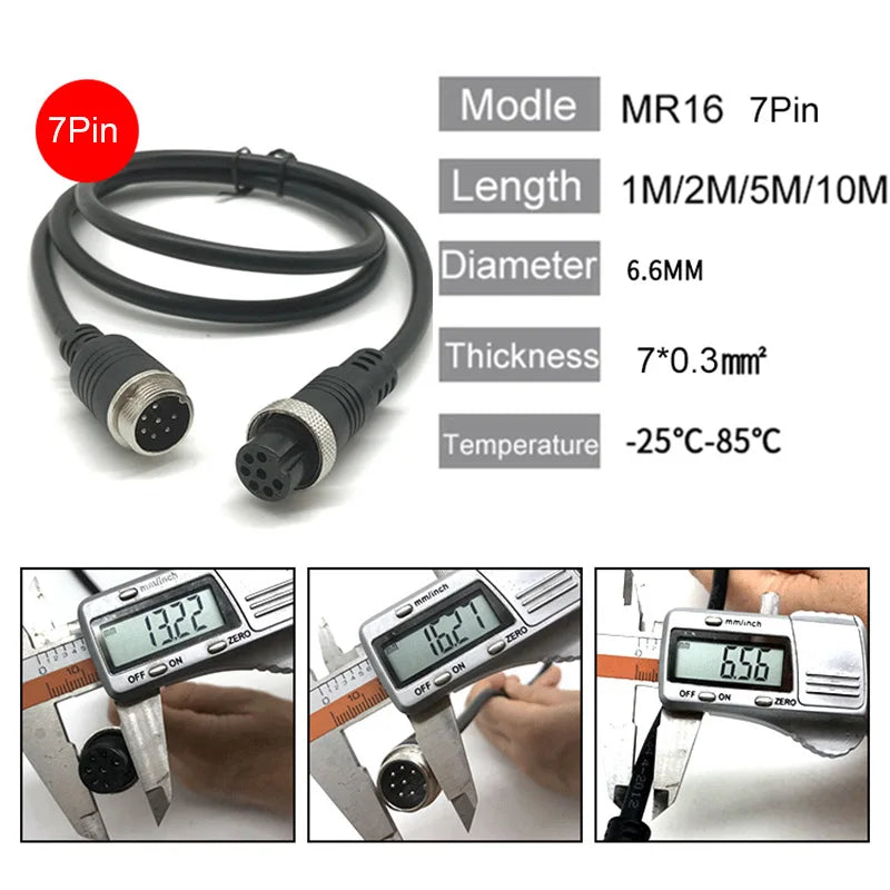 M16 2pin 3p 4p 5p 6p 7p 8p 9p 10Pin GX16 6pin Male to Female Aviation Video Extension Connect Cable 1M-10M for Car Camera System