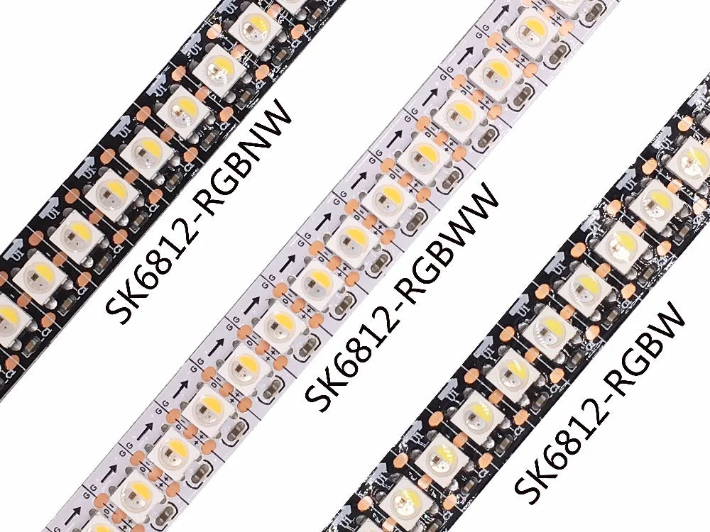 DC5V SK6812 RGBW(Similar WS2812B) 4 In 1 Led Strip 30/60/144 Leds/m Individual Addressable Led Light Black /White PCB IP30/65/67