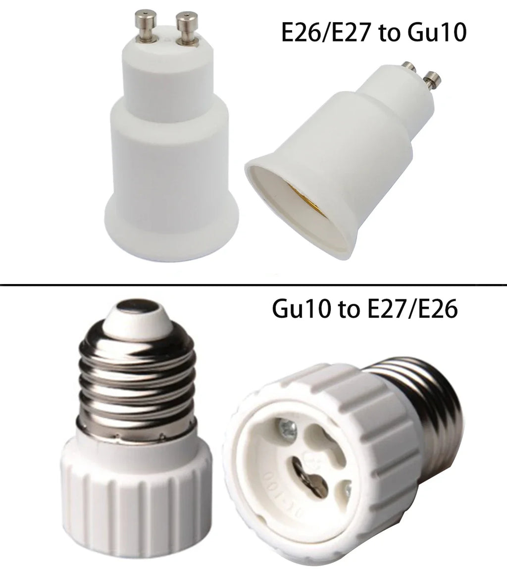 Gu10 To E26 e27 Lampholder Adapter Fireproof Screw E26 E27 To 2Prong Gu10 LED Lamps Spotlight Bulb Light Socket Adaptor