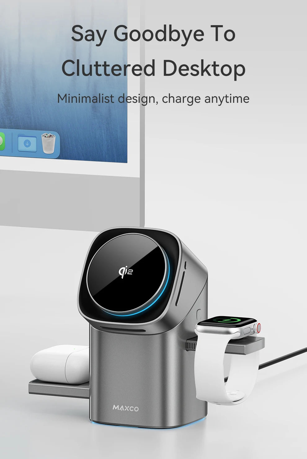 Qi2 Magnetic Wireless Charger Fast Charger 3-in-1 Intelligent Fast Charging 15W for IPhone 12/13/14/15/16 for Iwatch & AirPods