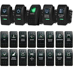 12V/24V Marine Rocker Switch Green LED SPST ON-OFF & DPDT ON-OFF-ON Momentary Toggle for 4x4 Off-Road RZR ATV ARB Carling Style