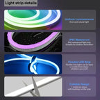 RGB LED Neon Rope Lights Bluetooth App WS2812 RGBIC Waterproof Flexible LED Tape With Dimmable Remote Controller For Wall Decor