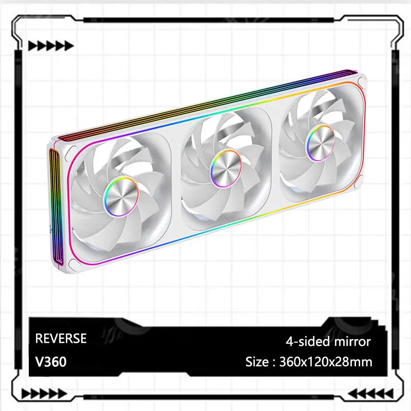 V360/120 ARGB Computer Case Cooling Fan, Infinity Mirror Series/CD pattern/Hydraulic bearings Integrated cooling fan