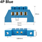 Blue White Green Bridge Design Zero Line 4-12 Pole Screw Brass Copper Grounding Strip Terminal Block Connector Earth And Neutral