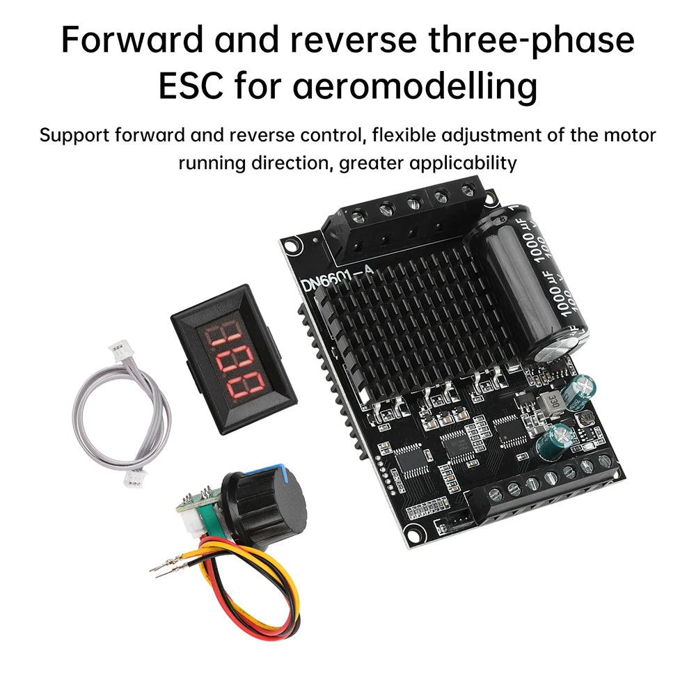 DC 6-72V BLDC Three Phase DC Brushless Motor Controller PWM High Power 1600W 20A Hall Motor Control Driver Board Motor Regulator
