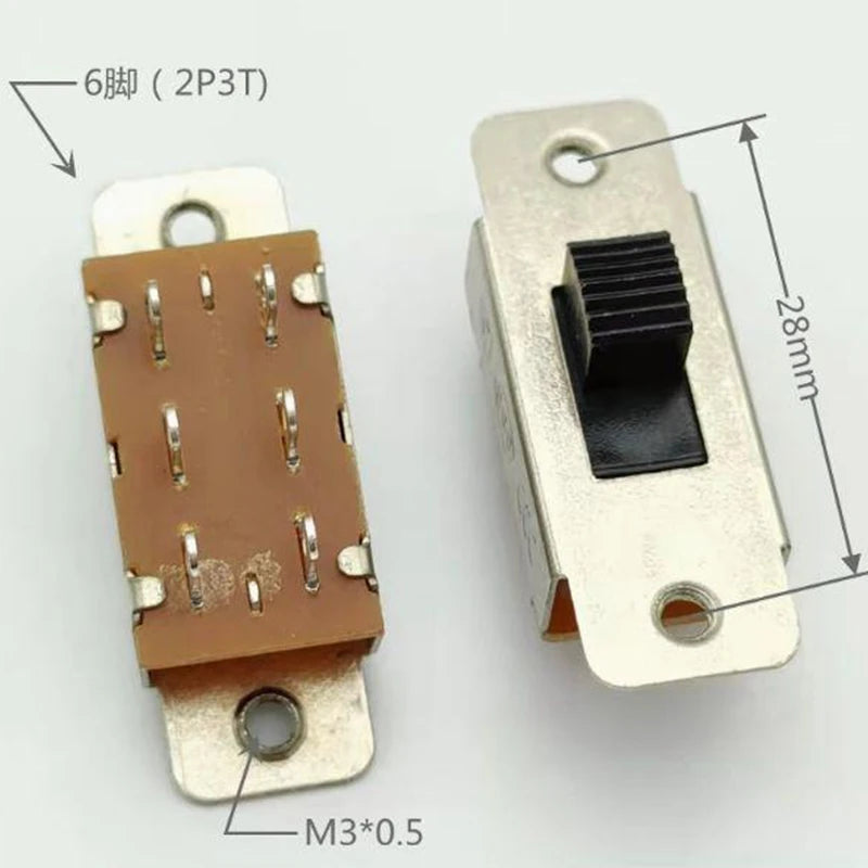 10pcs SS-23F19 (2P3T) Handle Height 5/6/7/9/10MM 3Gear 6Pin Car Refrigerator Large Current Toggle Slide DIP Switch 3/6A 250/125V