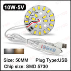 USB 3W 5W 10W DC5V 5730 2835 SMD LED Light Board LED Chip White Warm Light with On/Off Switch Cable Light Source Light Board