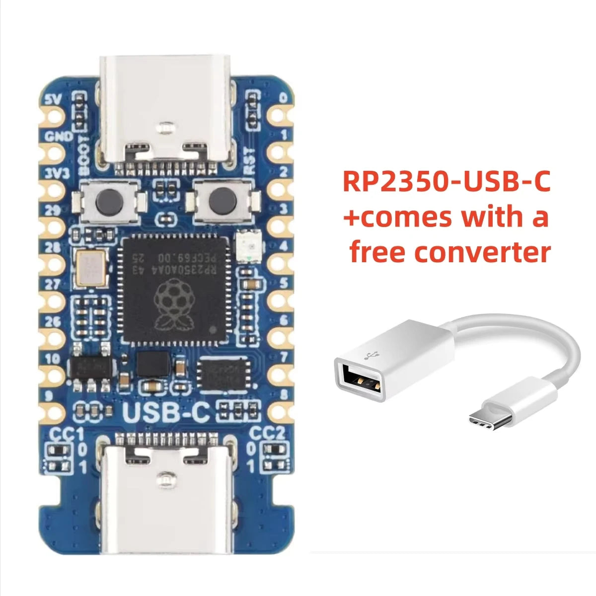 Waveshare RP2350 USB A Development Board Raspberry Pi Pico 2 USB Type-A/C 2.0/1.1 Transmission RP2350 Zero