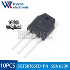 10PCS SGT50T65FD1PN 50T65FD1 SGT50T65FD1 50T65 TO-3P 50A 650V IGBT Power Transistor 100% New Original