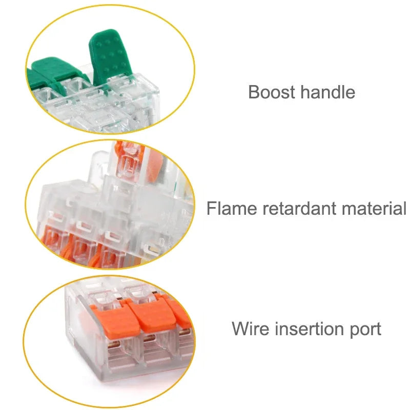 High Power 6mm² Fast Wire Electrical Connectors Universal Compact Splitter Push-in  Cable Wire Connector Fast Terminal Block