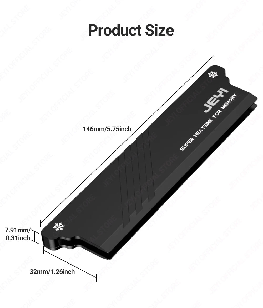 JEYI RAM Heatsink Cooler with Thermal Pads for DDR2 DDR3 DDR4 DDR5 - PC Memory Cooling Kit, Desktop Computer Heat Dissipation,