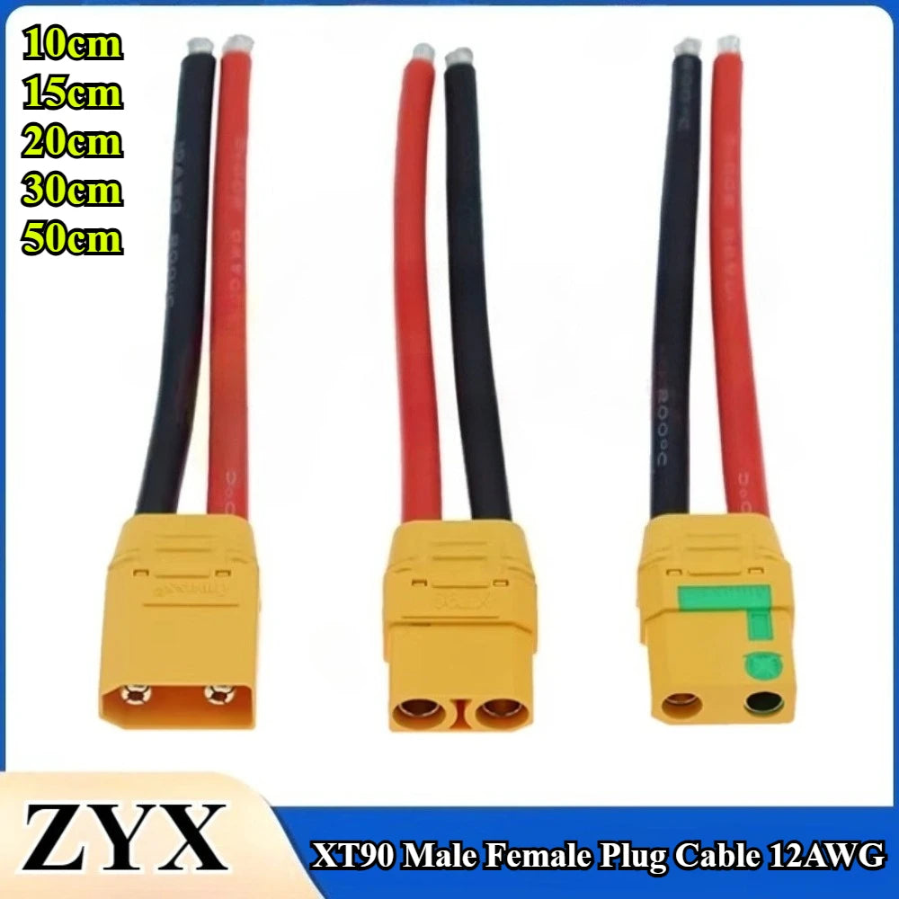 XT90 XT90S Male Female Plug Battery Connector with 12AWG Silicone Wire 10cm/15/20/30/50cm for RC Airplane Lipo Battery Drone Car