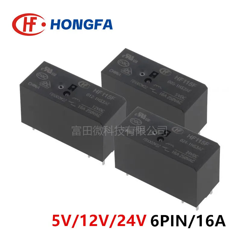 1Pcs HONGFA Relay JQX HF115F-005-1HS3AF HF115F-012-1HS3AF HF115F-024-1HS3AF 1HS3A 6Pin 16A 5V 12V 24V Power Relay
