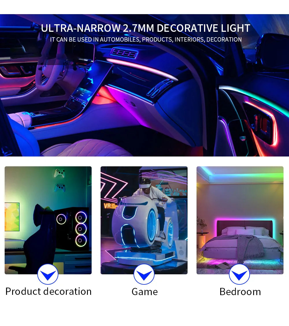 DC5V/12V RGB Dream Color Changing LED Strip Lights WS2812 2020 Ultra Narrow 2.7mm 160Leds/m Smart Individually Addressable Digit
