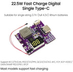 22.5W Power Bank Bidirectional Fast Charging Mobile Power Module Circuit Board With Digital/Light Type-C USB Suppor PD/QC3.0 2.0