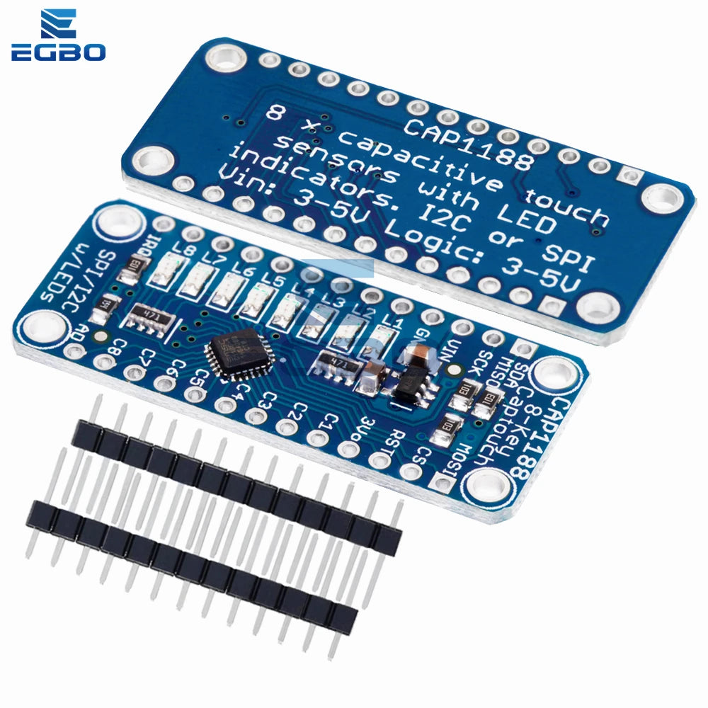 1~3PCS 3V-5V CAP1188 8 Key Capacitive Touch Sensor Module SPI I2C Captouch LED 8 Button / Key Interfaces 3V-5V for Arduino