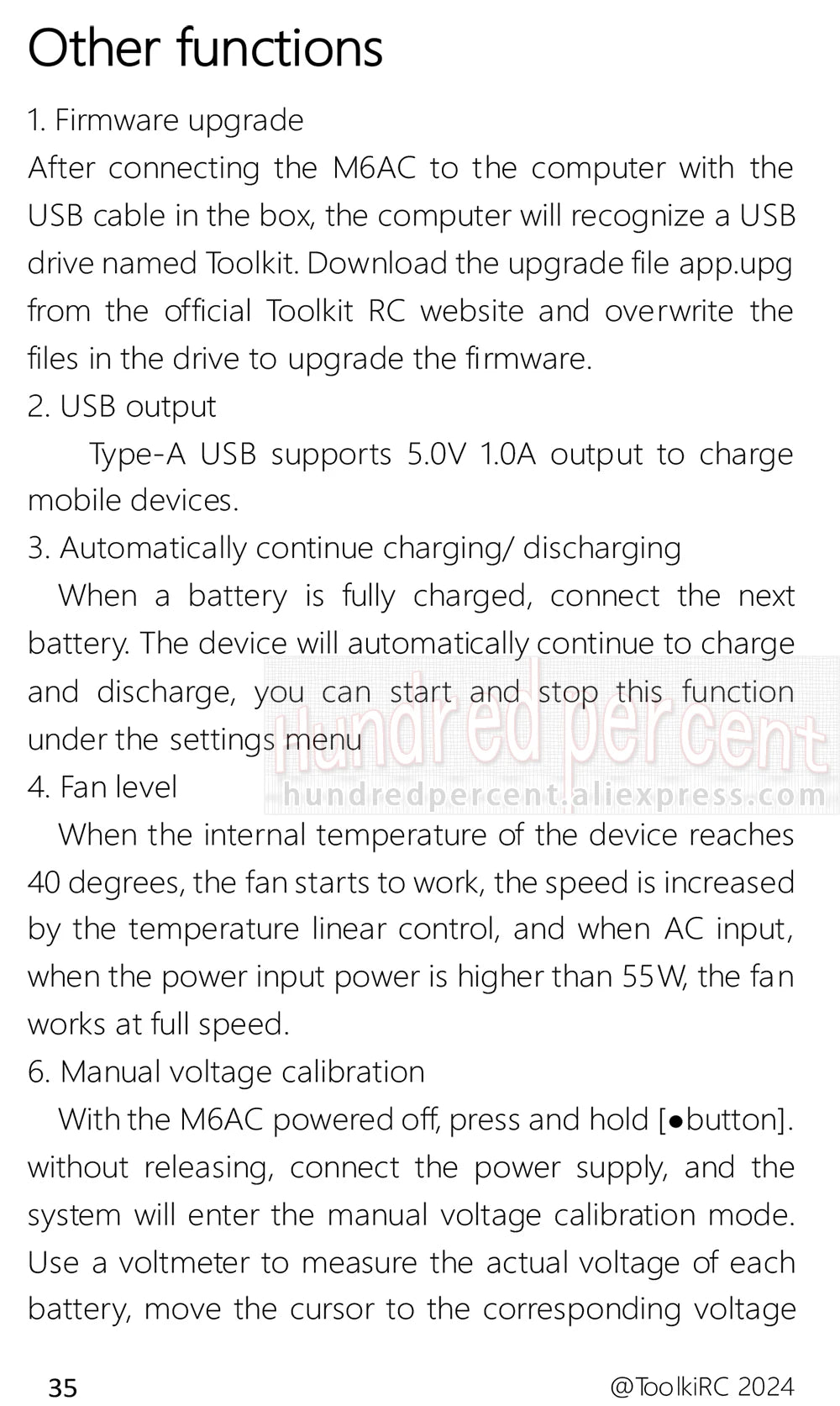 ToolkitRC M6AC Smart Lipo Battery Charger Discharger AC 120W DC300W MAX30A for 1-6S Battery FPV Model Spare Part LiHV LIFE LILON