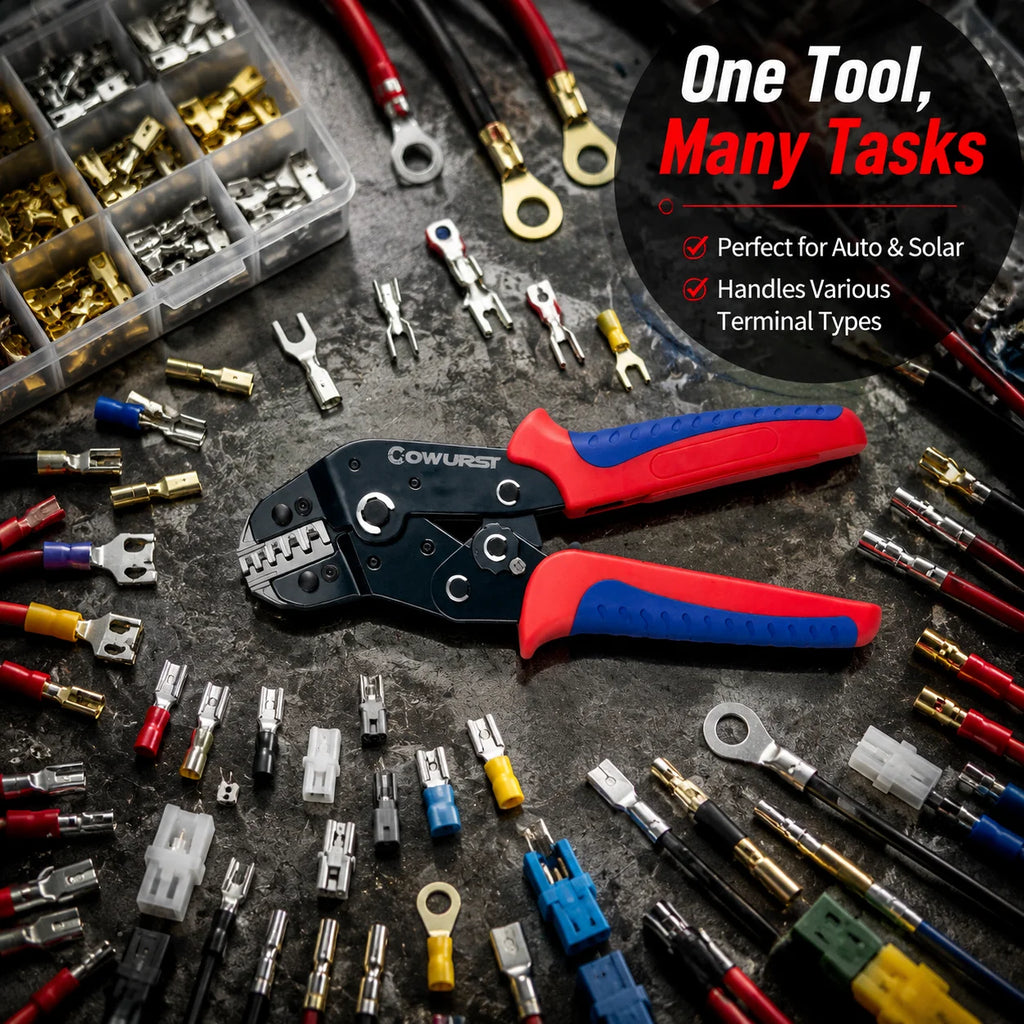 Ratchet Quick-Change Crimping Pliers SN-68 with 6 Jaws for Automotive Terminals, Dupont Terminals, Wire Crimping Tool Kit
