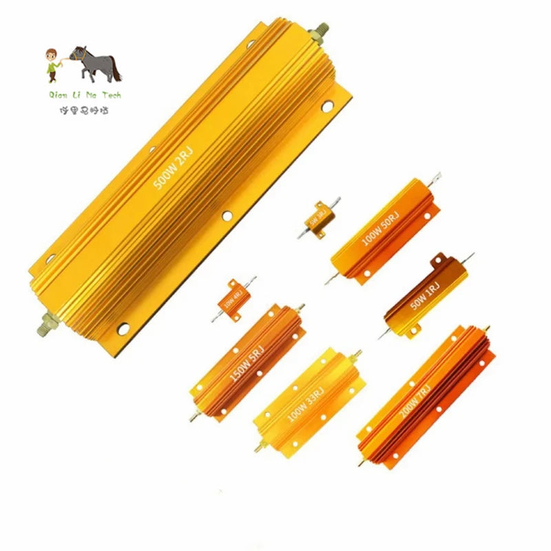 500W RX24 Aluminum Power Metal Shell Case Wirewound Resistor 0.1R ~ 500R 0.1 0.5 1R 2R 4R 5R 8R 10R 12R 50R 100R 200R 500R ohm