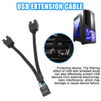 Computer Motherboard USB Extension Cable 9 Pin 1 Female To 2 Male Y Splitter Audio HD Extension Cable For PC DIY