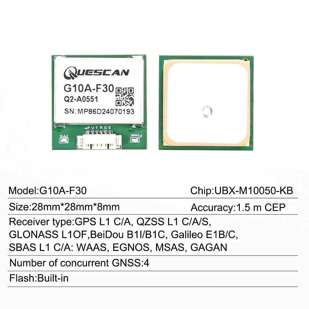 QUESCAN Ublox M10 M9 10Hz GPS Module GNSS Galileo BeiDou GLONASS QZSS SBAS ESP32 Arduino STM32 NMEA GPS Receiver ublox10 ublox9