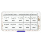 300PCS 10Value 50V 10pf 20pf 30pf 47pf 56pf 68pf 100pf 1nf 10nf 100nf Multilayer Ceramic Capacitor Assortment Kit