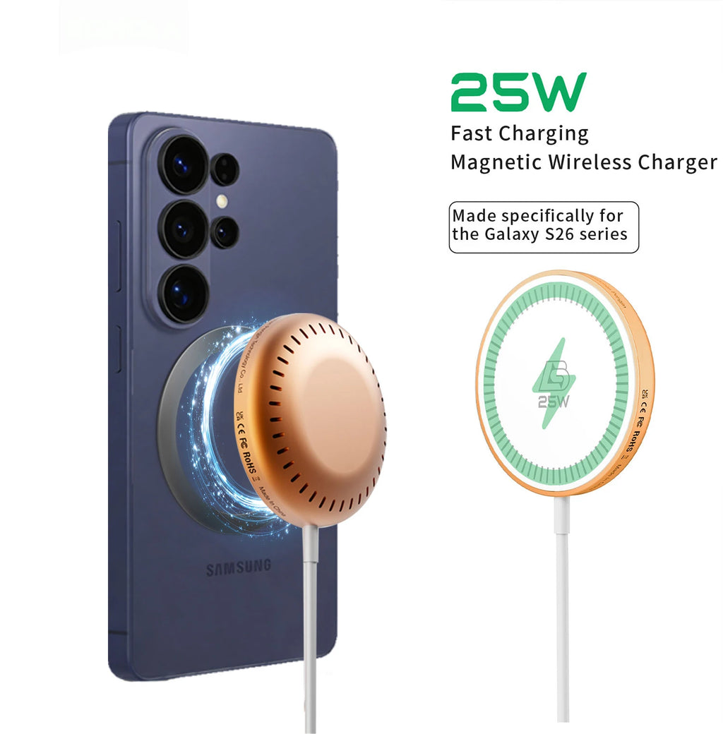 Bonola 25W Magnetic Wirelesss Charger for Samsung S26 Ultra Wireless Fast Charging Pad Type C Cable for Galaxy S26 Ultra