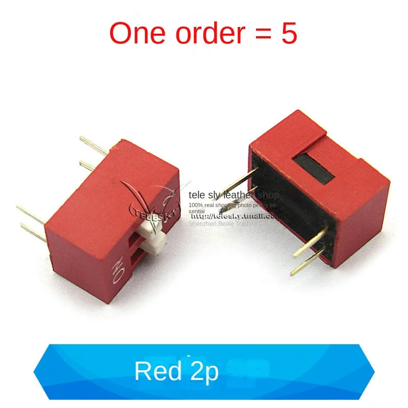 5PCS Dial Switches Toggle Side Dial Flat Dial Coding Patch 2P 4 5 6 8 9 10 Bit 2.54mm Red Blue Black