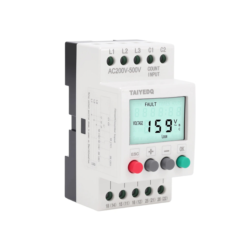 LCD Digital Three-Phase Power Supply Motor Overvoltage And Undervoltage Elevator Phase Sequence Protection Relay